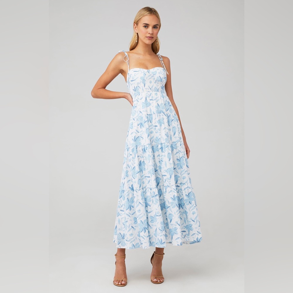 Wayf Smocked Tiered Maxi Dress
